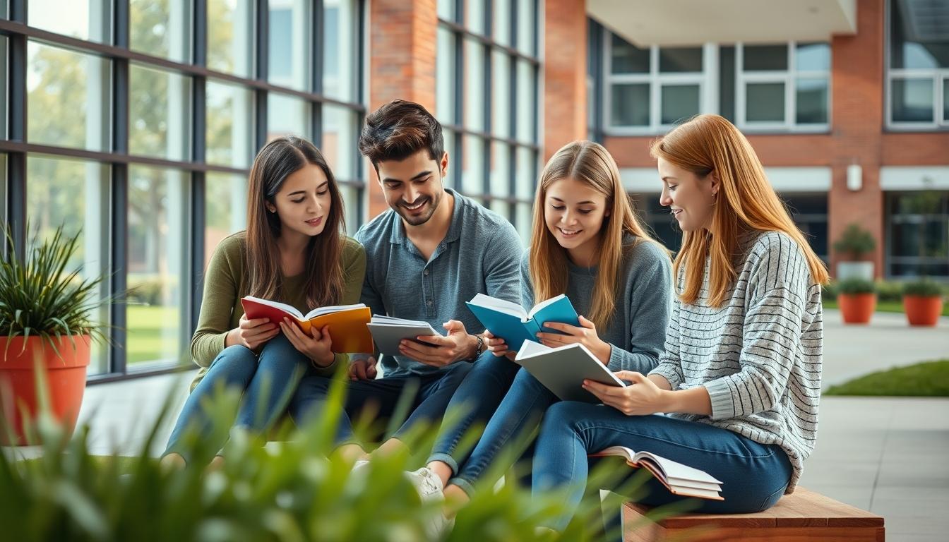 Student preparing for exams with study materials